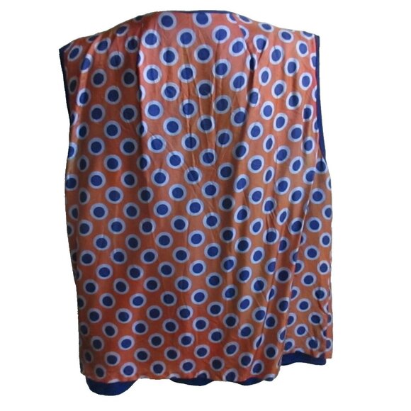 Vintage 1970s Womens Hippy Vest Medium Dotted Blue Brass Buttons Groovy Mom - Picture 3 of 5